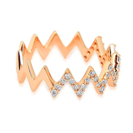 Kuyumcudukkani Yarım Sıra Taşlı ZigZag Trend Yüzük-10341-R-W