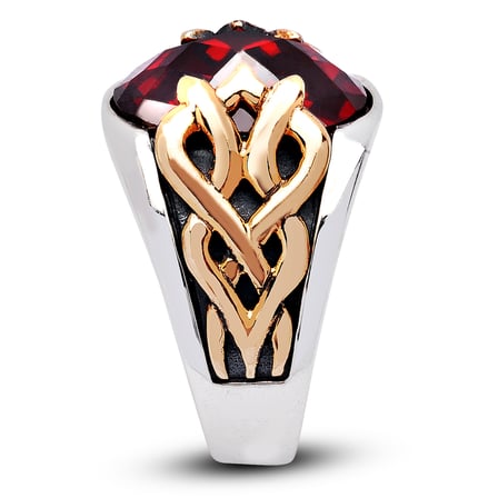 Kuyumcudukkanı Oval Taşlı  Bronz Parçalı Elyapımı Gümüş Erkek Yüzük-60010-W-R