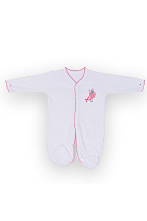 Kız Bebek Çilekli Berry 3'lü Tulumlu Takım Beyaz