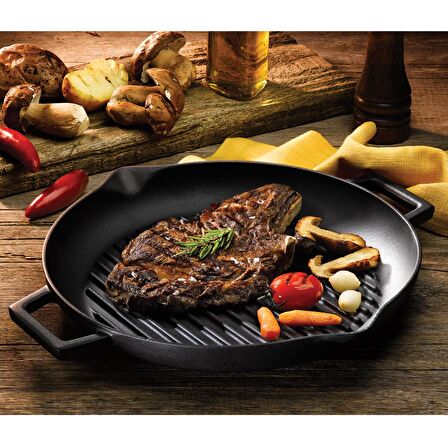 Lava 26 cm Yanmaz/Yapışmaz Döküm Grill Tavası