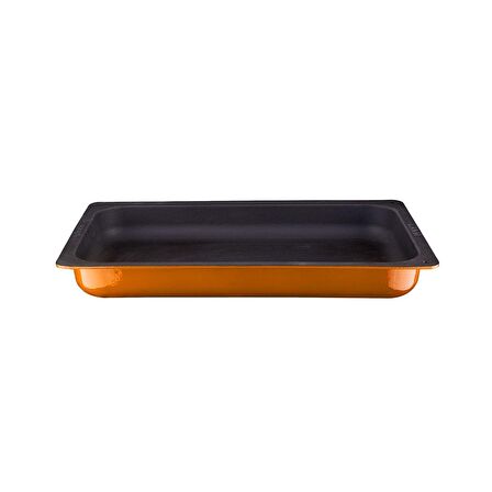 Lava Döküm GN 1/1 Gastronorm küvet İç renk siyah Ölçü 32x53cm - Turuncu