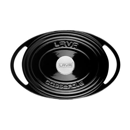Lava Döküm Oval Tencere Ölçü 22x28cm Siyah