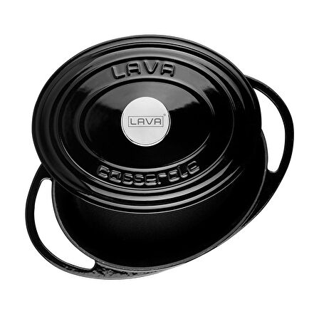 Lava Döküm Oval Tencere Ölçü 22x28cm Siyah