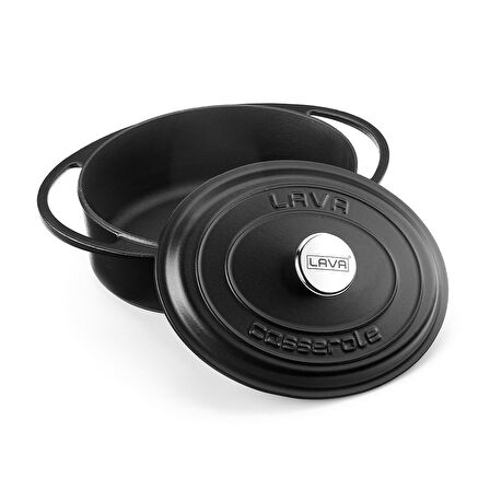 Lava Döküm Oval Tencere Ölçü 22x28cm Siyah