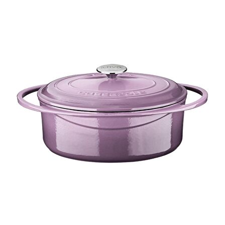 Lava Döküm Oval Tencere Ölçü 22x28cm Mor