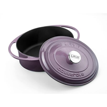 Lava Döküm Oval Tencere Ölçü 22x28cm Mor