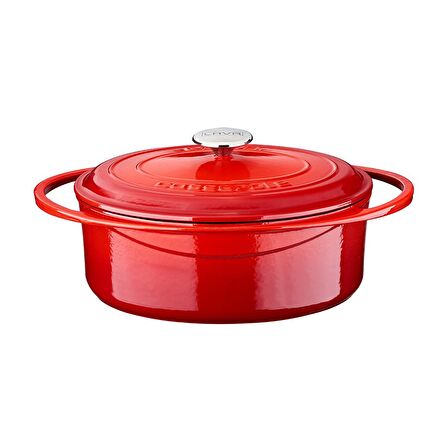 Lava Döküm Oval Tencere Ölçü 22x28cm Kırmızı