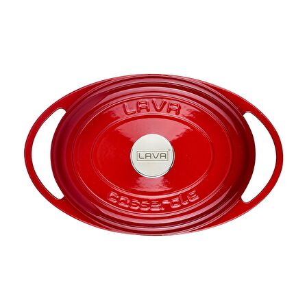 Lava Döküm Oval Tencere Ölçü 22x28cm Kırmızı