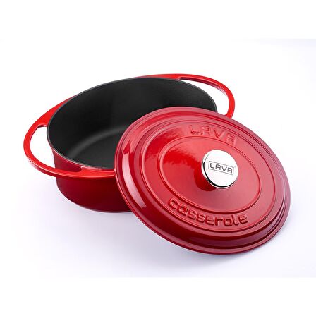 Lava Döküm Oval Tencere Ölçü 22x28cm Kırmızı