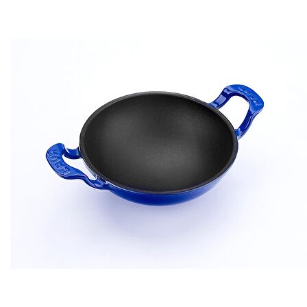 Lava Döküm Wok Tava Metal Kulplu Çap(Ø)16cm. Mavi