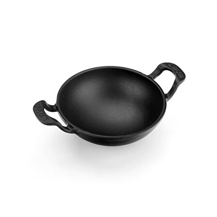 Lava Döküm Wok Tava Metal Kulplu Çap(Ø)16cm. Siyah