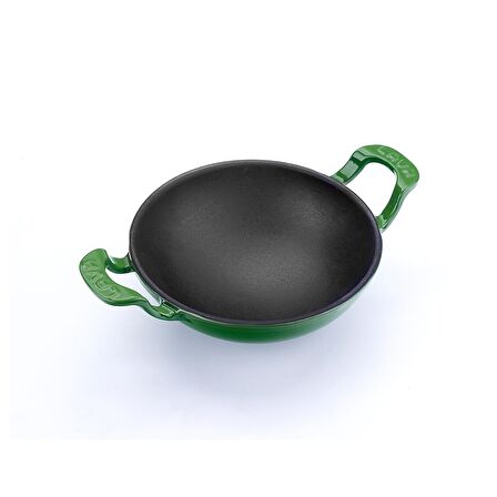 Lava Döküm Wok Tava Metal Kulplu Çap(Ø)16cm. Yeşil