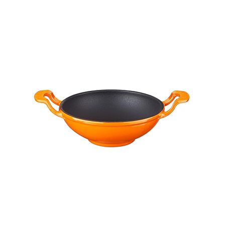 Lava Döküm Wok Tava Metal Kulplu Çap(Ø)16cm. Turuncu