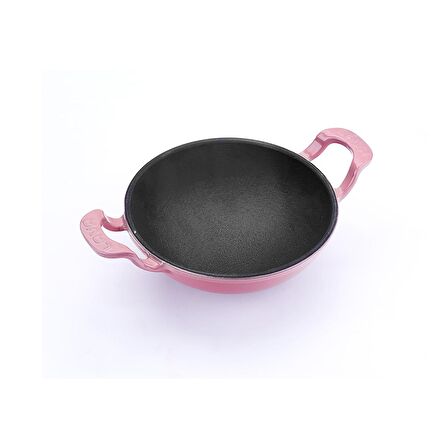 Lava Döküm Wok Tava Metal Kulplu Çap(Ø)16cm. Pembe
