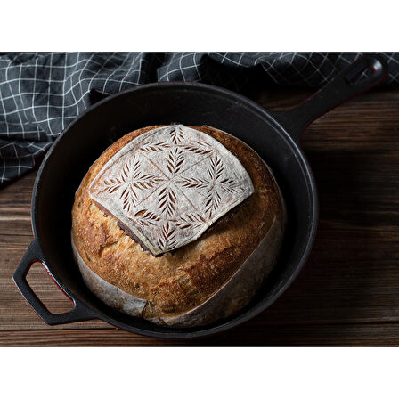 Lava Döküm Combo Derin Yuvarlak Kızartma Tavası Döküm Demir Yekpare Saplı Çap(Ø)26cm - Turuncu