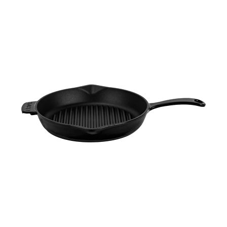 Lava Döküm Yuvarlak Izgara Tava Döküm Demir Yekpare Saplı Çap(Ø)28cm.