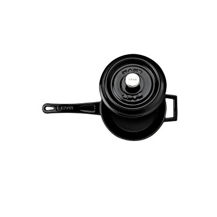 Lava Döküm Yuvarlak Sos Tenceresi. Döküm Demir Yekpare Saplı Trendy Serisi Çap(Ø18 cm.