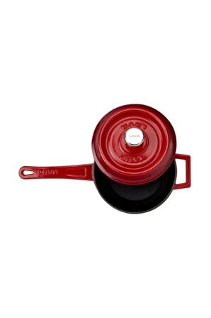 Döküm Yuvarlak 18 cm Sütlük Kırmızı Metal Saplı Lvysos18k2r