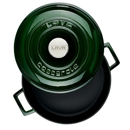 Lava Döküm Çok Amaçlı Kubbe Form Kapaklı Yayvan Tencere Çap(Ø) 28cm Majolica Yeşil