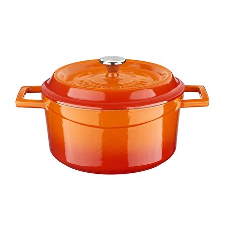 Lava Döküm Yuvarlak Tencere (Ø)20 cm. İç Krem, Turuncu