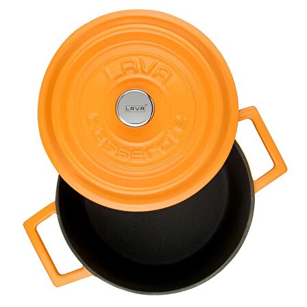 Lava Döküm Demir Spring Yuvarlak Tencere Trendy Kapak Mat Turuncu  (Ø) 20 cm Özel Seri
