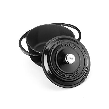 Lava Döküm Yuvarlak Tencere Çap(Ø)20cm Siyah