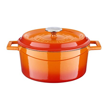 Lava Döküm Yuvarlak Tencere (Ø)24 cm. İç Krem, Turuncu