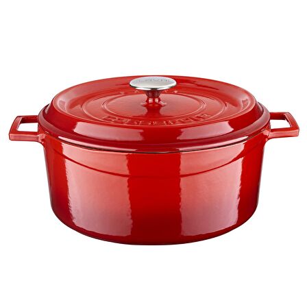 Lava Döküm Yuvarlak Tencere (Ø)28 cm. İç Krem, Kırmızı