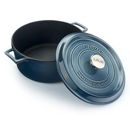 Lava Döküm Yuvarlak Tencere (Ø)28 cm. Majolica Gri