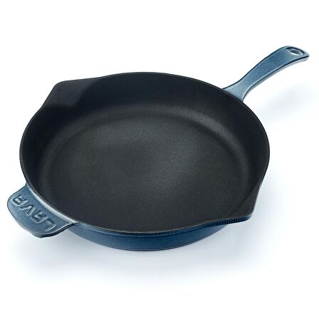 Lava Döküm Yuvarlak Kızartma Tavası, Metal Saplı Çap(Ø) 28 cm, Majolica Gri