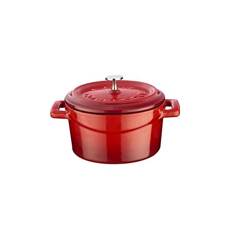 Lava Döküm Mini Tencere. Trendy Çap(Ø)10 cm.  - Kırmızı