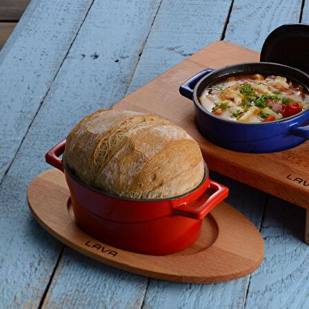 Lava Döküm Mini Oval Tencere. Ölçü 9x12cm. - Kırmızı