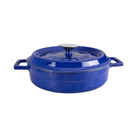 Lava Döküm Çok Amaçlı Yayvan Tencere (Ø)24 cm. Majolica Mavi