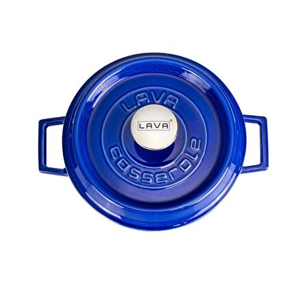 Lava Döküm Çok Amaçlı Yayvan Tencere (Ø)24 cm. Majolica Mavi