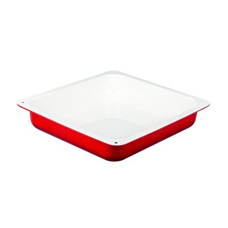 Lava Döküm GN 2/3 Gastronorm Küvet, İç Renk Krem, Ölçü 35x32cm - Kırmızı