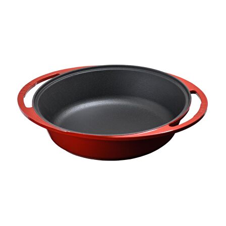 Lava Döküm Derin Kızartma Tavası, Kulplu, Çap (Ø)27 cm, Kırmızı