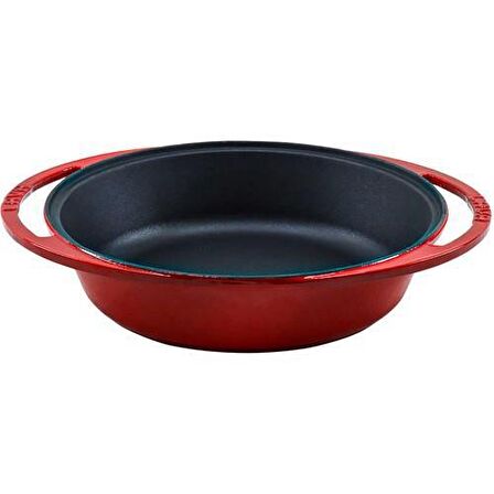 Lava Döküm Derin Kızartma Tavası, Kulplu, Çap (Ø)27 cm, Kırmızı