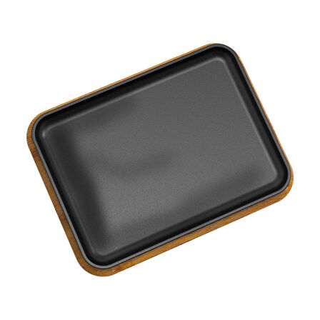 Lava Döküm Dikdörtgen Servis Tabağı Kayın Servis Ahşabı. Ölçü 34x25cm.