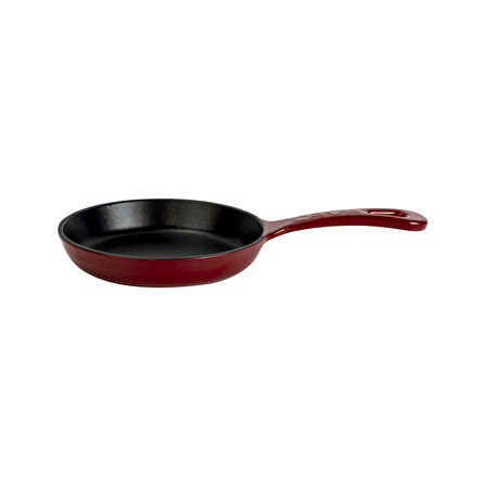 Lava Döküm Yuvarlak Kızartma Tavası Yekpare Saplı. Çap(Ø)16cm.-Bordo