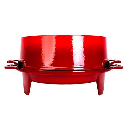 Lava Döküm Mangal Izgara Set Döküm Demir Ø 36cm - Kırmızı