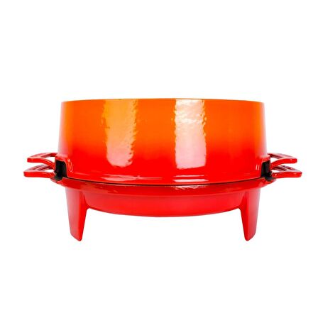 Lava Döküm Mangal Izgara Set Döküm Demir Ø 36cm - Turuncu