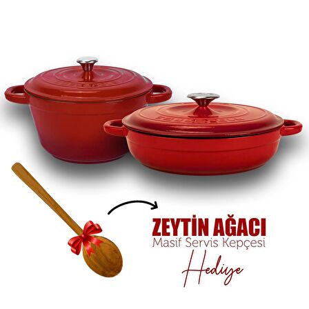 Lava 2X New Heritage 4 Parça Tencere Tava Seti Kırmızı