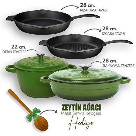 Lava Döküm 4X New Heritage Serisi Döküm Demir Tencere Tava Çeyiz Seti
