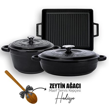 Lava Döküm 6X New Heritage Serisi Döküm Demir Tencere Tava Çeyiz Seti