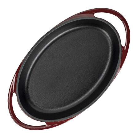 Lava Döküm Oval Sahan Döküm Demir Yekpare Çift Kulplu Ölçü 21x14cm.