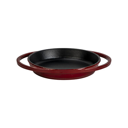 Lava Döküm Yuvarlak Sahan Döküm Demir Yekpare Çift Kulplu Çap(Ø)16cm.-Bordo