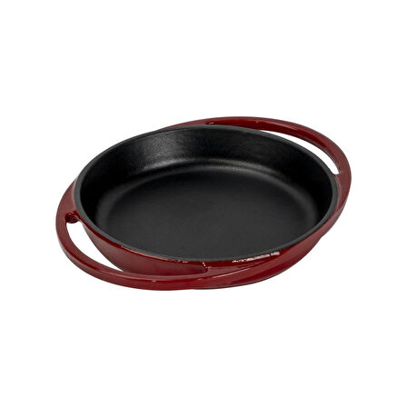 Lava Döküm Yuvarlak Sahan Döküm Demir Yekpare Çift Kulplu Çap(Ø)16cm.-Bordo