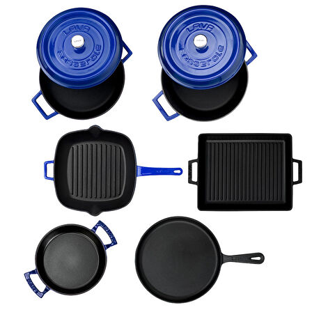 Lava Döküm 6x Trendy Serisi 8 Parça Tencere & Tava Seti