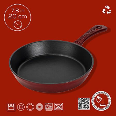 Lava Döküm Yuvarlak Kızartma Tavası Yekpare Saplı. Çap(Ø)20cm.