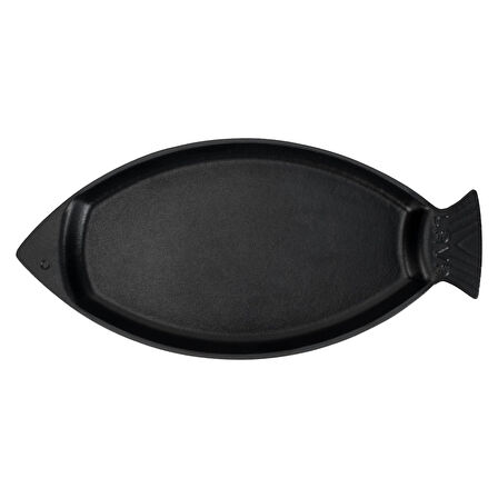 Lava Döküm Balık Tabağı Döküm Demir Yekpare Kulplu Ölçü 15x24cm.-Bordo